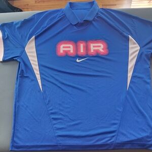 Nike AIR Blue Performance Polo XXL Athletic Dri Fit Shirt